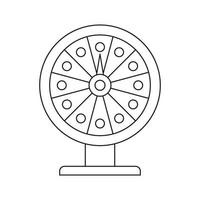 página para colorir com roda da fortuna para crianças vetor