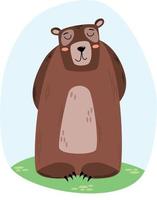 urso engraçado fofo personagem animal infantil em estilo simples ilustração texturizada de desenho vetorial plana vetor