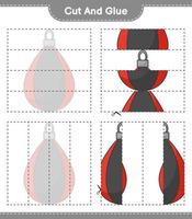 corte e cole, corte partes do saco de pancadas e cole-as. jogo educativo para crianças, planilha para impressão, ilustração vetorial vetor