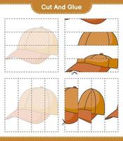 corte e cole, corte partes do boné e cole-as. jogo educativo para crianças, planilha para impressão, ilustração vetorial vetor