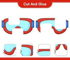 corte e cole, corte partes de óculos e cole-as. jogo educativo para crianças, planilha para impressão, ilustração vetorial vetor