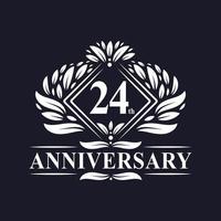logotipo de aniversário de 24 anos, logotipo floral de 24º aniversário de luxo. vetor