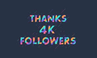 obrigado 4000 seguidores, 4k seguidores celebração design colorido moderno.