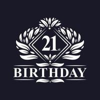 logotipo de aniversário de 21 anos, celebração de aniversário de 21 anos de luxo. vetor