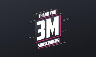 obrigado 3000000 inscritos 3 milhões de inscritos celebração. vetor