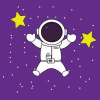 astronauta fofo voando no espaço sideral vetor
