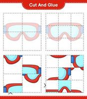 corte e cole, corte partes de óculos e cole-as. jogo educativo para crianças, planilha para impressão, ilustração vetorial vetor