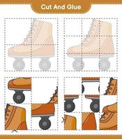 corte e cole, corte partes de patins e cole-as. jogo educativo para crianças, planilha para impressão, ilustração vetorial vetor