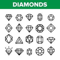 diamantes, gemas vector conjunto de ícones de linha fina
