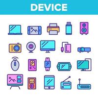 vetor de conjunto de ícones de sinal de dispositivos diferentes de cor