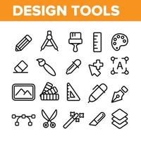 ferramentas de design vector conjunto de ícones de linha fina