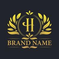 design de logotipo de letra h luxo vintage dourado. vetor