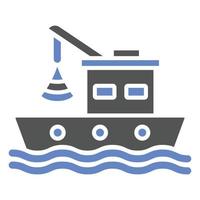 estilo de ícone de pesca de barco vetor