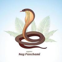 fundo de cartão de celebração do festival indiano feliz nag panchami vetor