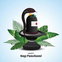 fundo de cartão de celebração do festival indiano feliz nag panchami vetor