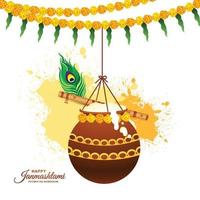 feliz janmashtami festival ilustração de dahi handi celebratio vetor