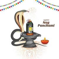 lindo cartão de nag panchami no fundo de celebração do festival indiano vetor