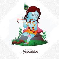 feliz janmashtami grande festival da índia para o fundo do cartão do senhor krishna vetor