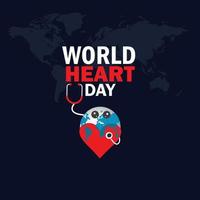 conceito de dia mundial do coração. 29 de setembro. modelo para plano de fundo, banner, cartão, pôster. ilustração vetorial. vetor