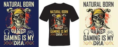 gamer nato é o meu design de camiseta de dna para o jogo vetor