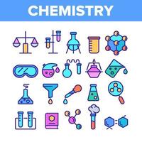 conjunto de ícones de elementos de química de cor vetor