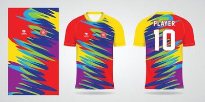 modelo de design de esporte de camisa de futebol colorida vetor