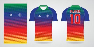 modelo de design de esporte de camisa de futebol colorida vetor