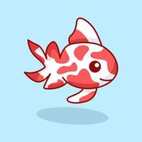 ilustração vetorial premium de peixe koi vermelho e branco fofo vetor