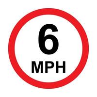 Vetor de ícone de sinal de tráfego rodoviário de 6 mph para design gráfico, logotipo, site, mídia social, aplicativo móvel, ilustração de interface do usuário