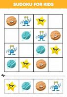 jogo de educação para crianças sudoku para crianças com desenho bonito do sistema solar planeta Urano estrela alienígena imagem vetor