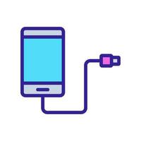 carregue seu telefone da ilustração de contorno de vetor de ícone de fio usb