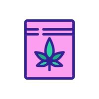 cannabis em ilustração de contorno de vetor de ícone de saco plástico