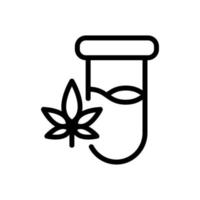 cannabis na ilustração de contorno de vetor de ícone de frasco de laboratório