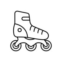 lazer de patinação no pictograma de linha de equipamento de sapato de roda de rolo. ícone de contorno preto de patins. patins de passatempo infantil. símbolo plano de exercício de patinação de fitness de verão. ilustração vetorial isolado. vetor