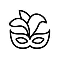 máscara de carnaval com ilustração de contorno de vetor de ícone de penas