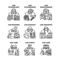 ilustrações vetoriais de ícones de conjunto de tecnologia de carro vetor
