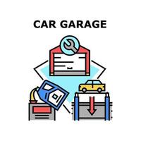 ilustração de cor de conceito de construção de garagem de carro vetor