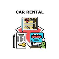 ilustração de cor de conceito de negócio de aluguel de carros vetor