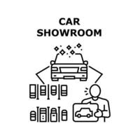 ilustração em preto do conceito de vetor de showroom de carros