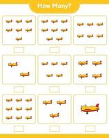 jogo de contagem, quantos avião. jogo educativo para crianças, planilha para impressão, ilustração vetorial vetor