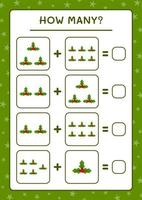 quantas bagas de azevinho, jogo para crianças. ilustração vetorial, planilha para impressão vetor