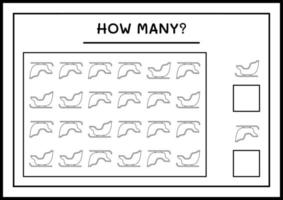 quantos trenó de papai noel, jogo para crianças. ilustração vetorial, planilha para impressão vetor