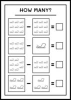 quantos trenó de papai noel, jogo para crianças. ilustração vetorial, planilha para impressão vetor