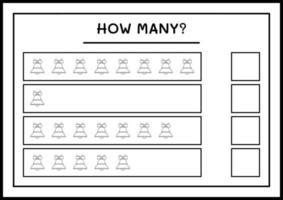 quantos sino de natal, jogo para crianças. ilustração vetorial, planilha para impressão vetor