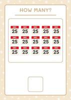 quantos calendário de natal, jogo para crianças. ilustração vetorial, planilha para impressão vetor