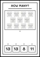 quantos calendário de natal, jogo para crianças. ilustração vetorial, planilha para impressão vetor