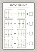 quantas velas, jogo para crianças. ilustração vetorial, planilha para impressão vetor