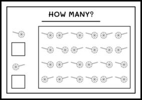 quantos pirulito de natal, jogo para crianças. ilustração vetorial, planilha para impressão vetor