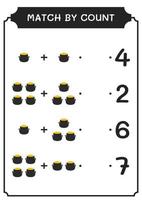 jogo por contagem de caldeirão, jogo para crianças. ilustração vetorial, planilha para impressão vetor