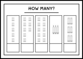 quantas velas de natal, jogo para crianças. ilustração vetorial, planilha para impressão vetor